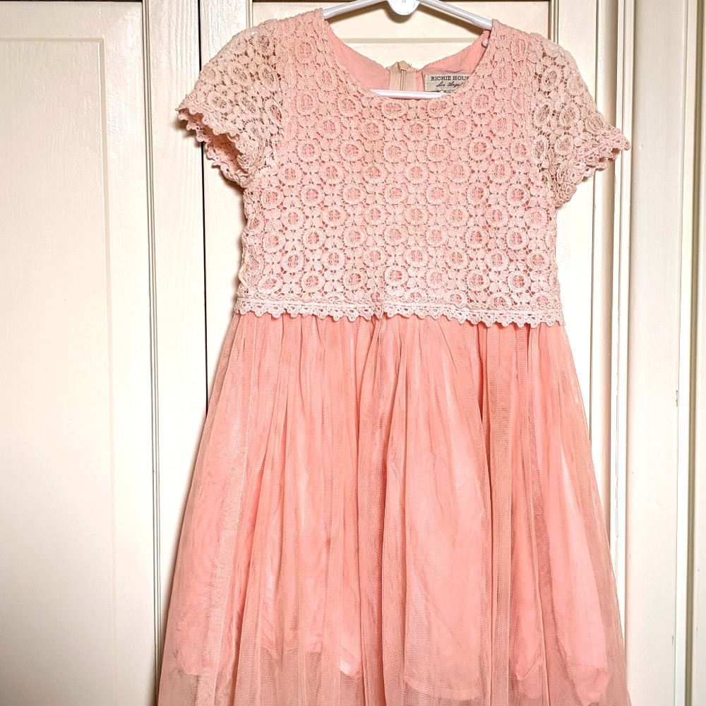 Blush pink dress with tulle skirt